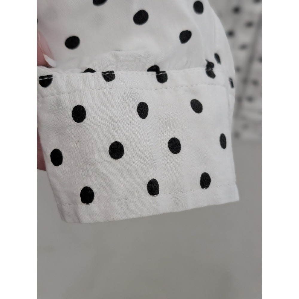 Velvet Heart Womens XL Polka Dot Button Down Blouse White Black Long Sleeve Top - Picture 5 of 6